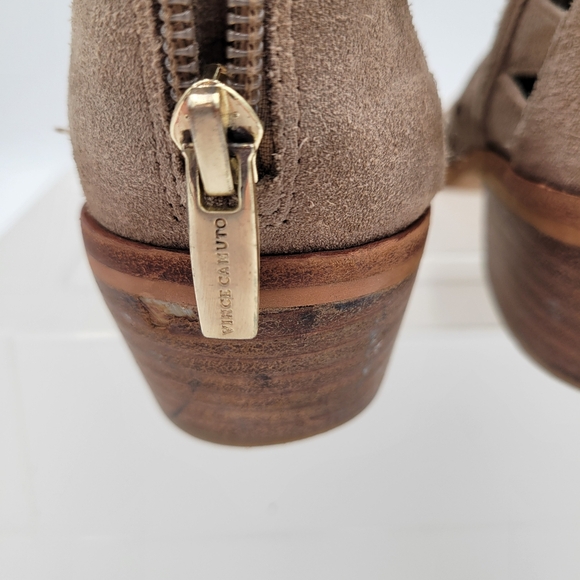 Womans Vince Camuto Peera Brown Suede Ankle Booties Back Zipper S 8 - Picture 6 of 13